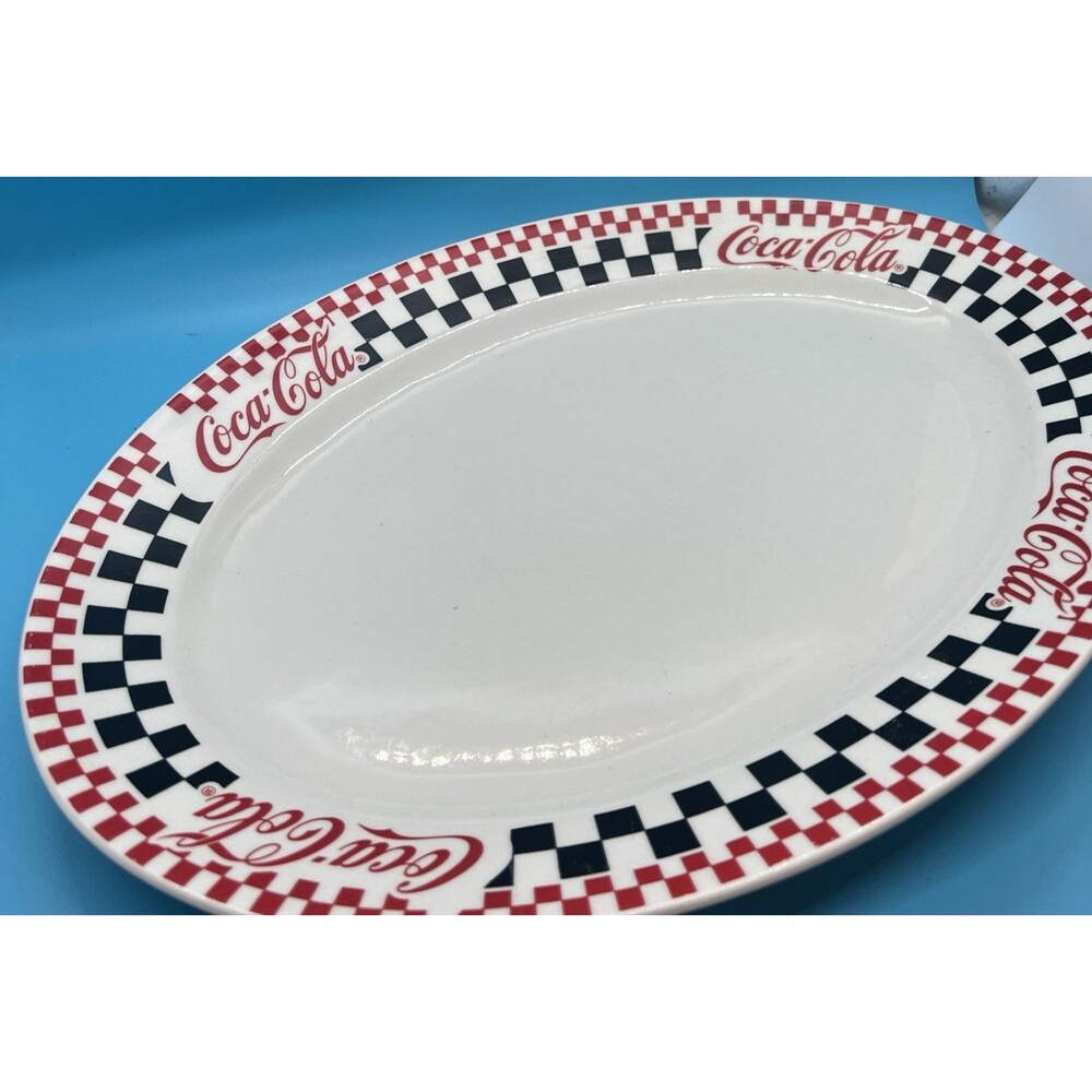 Vtg 1996 Coca Cola Serving Platter 13.5” Drive-In" Pattern Oval by Gibson plate